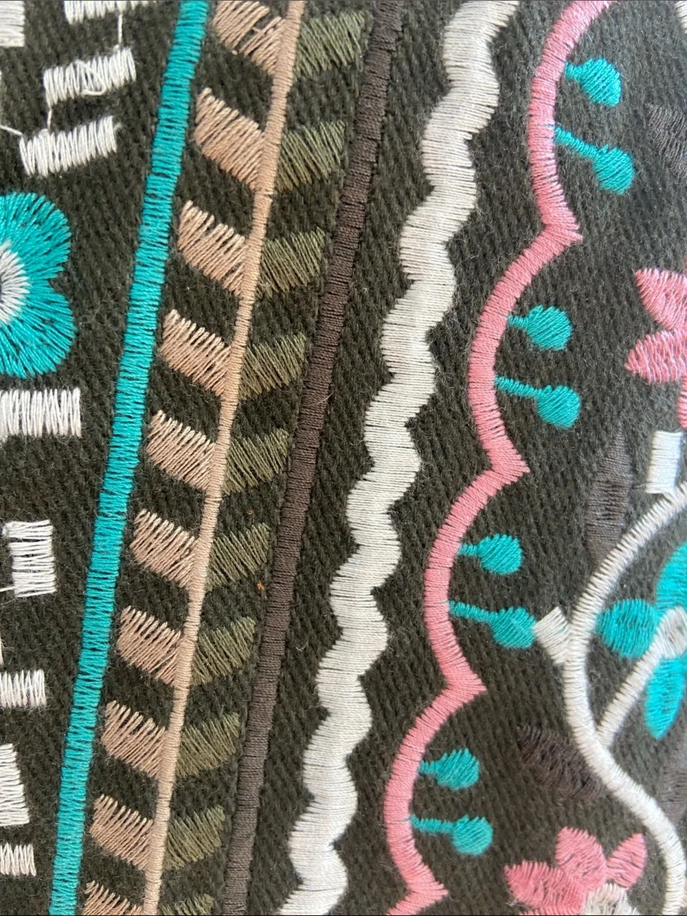 miami Black Embroidered Mini Skirt with Pink & Teal Floral Motif